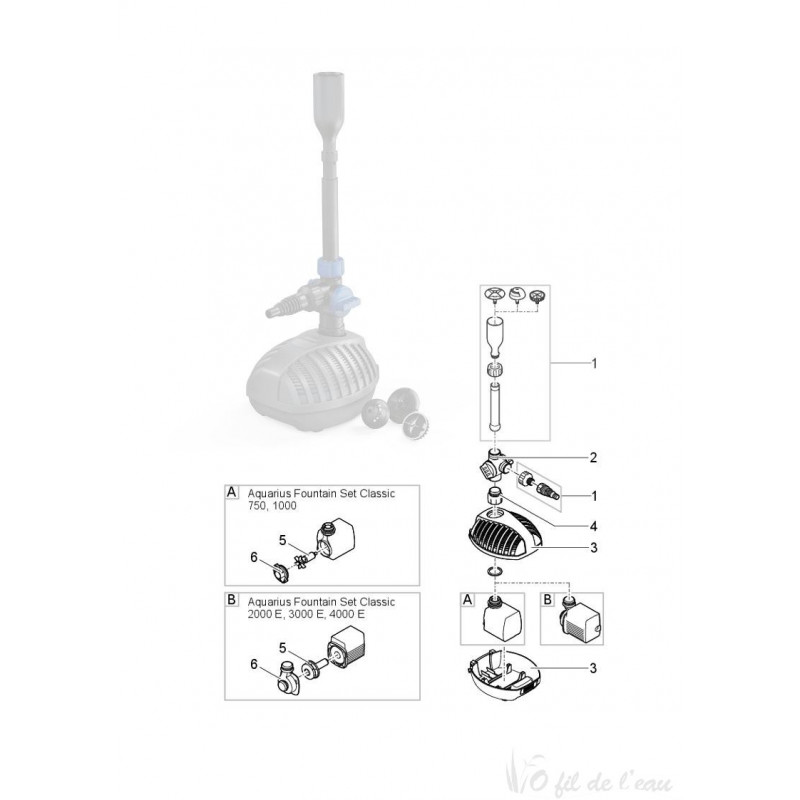 Pièces détachées pour aquarius fountain set classic 750 Oase