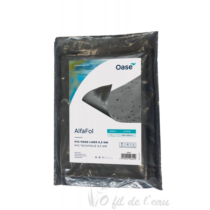 Bâche PVC noir pré-emballé ALFAFOL 0.5mm - 4 x 3M - Oase